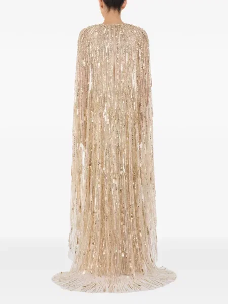 Rochie maxi Jenny Packham cu paiete de costum auriu