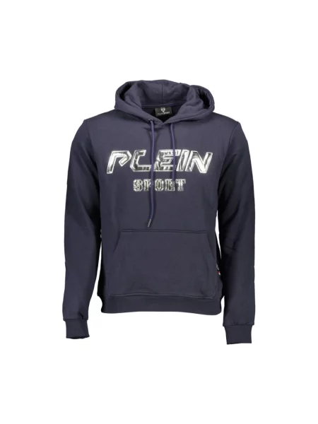 Bluza z kapturem Plein Sport z kapturem z nadrukiem niebieska