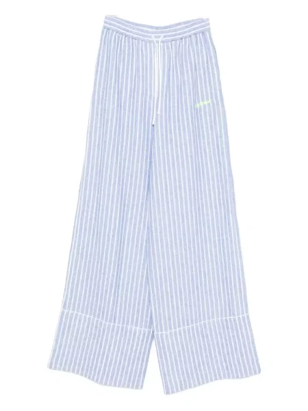 Pantaloni palazzo Off-white cu dungi alb