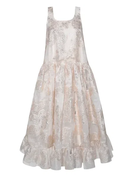 Haftowana sukienka midi Anouki bez rękawów do kolan