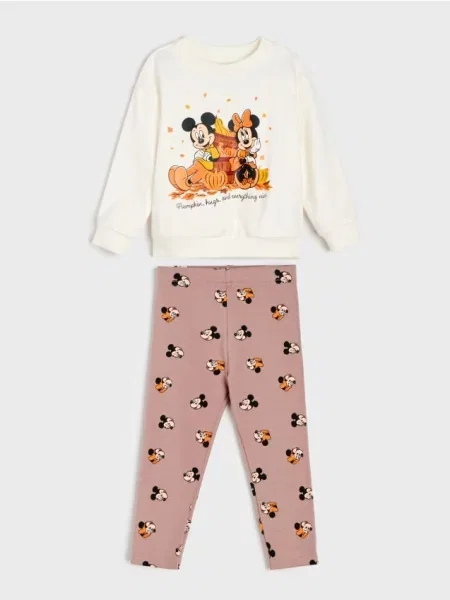 Sinsay komplet: mikina a legíny Minnie Mouse krémová