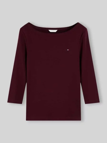 Bluzka z długim rękawem o kroju slim fit z czystej bawełny Tommy Hilfiger