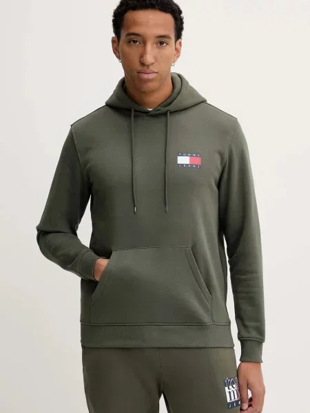 Tommy Jeans bluza z kapturem z aplikacją zielony