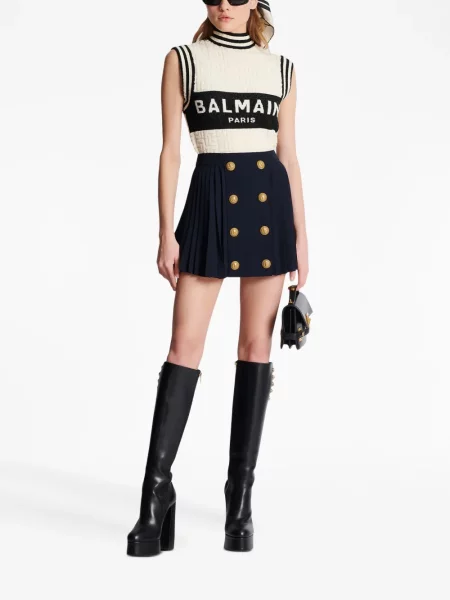 Plisované plisované sukně Balmain černé