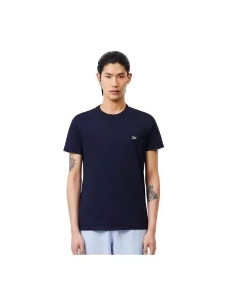 T-shirt z okrągłym dekoltem Lacoste niebieska