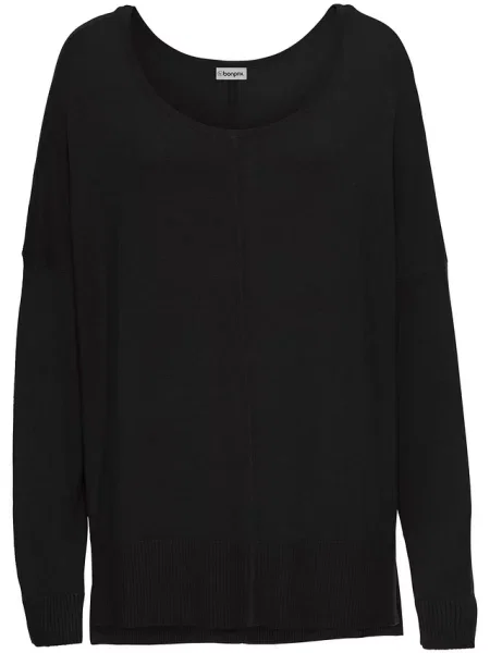 Sweter dzianinowy oversize z mieszanki czarny