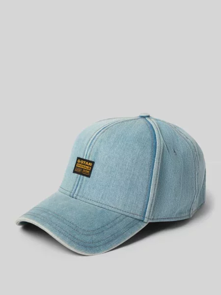Czapka z daszkiem w tkaninie stylizowanej na denim z detalem z logo G-star Raw niebieska