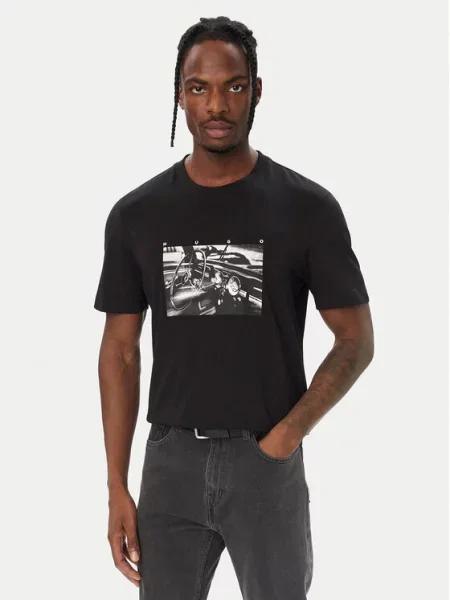 HUGO Tricou Dikems negru