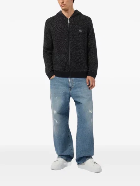 Hanorac cu glugă Philipp Plein de lână negru