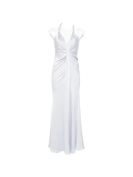 Rochie maxi Eleh cu decolteu în V de costum albastru