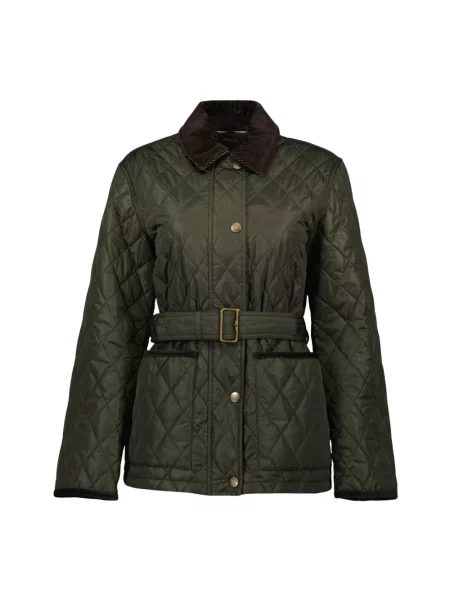 Kurtka Burberry pikowana z paskiem zielona