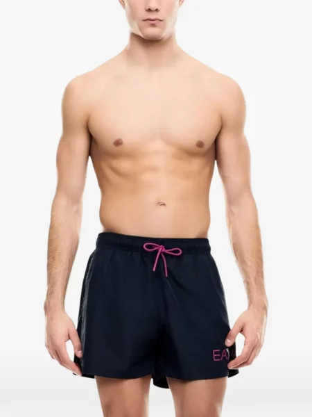 Долнища на бански Ea7 Emporio Armani с принт с връзки синьо