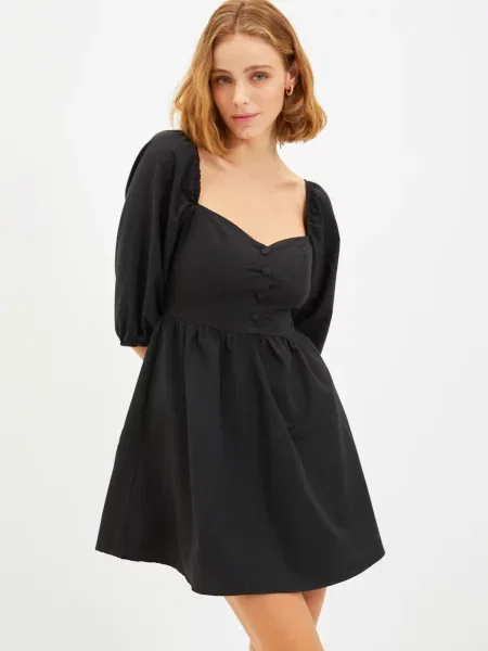 Sukienka mini Trendyol z rękawami balonowymi czarna