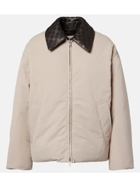 Kurtka skórzana Bottega Veneta beżowa