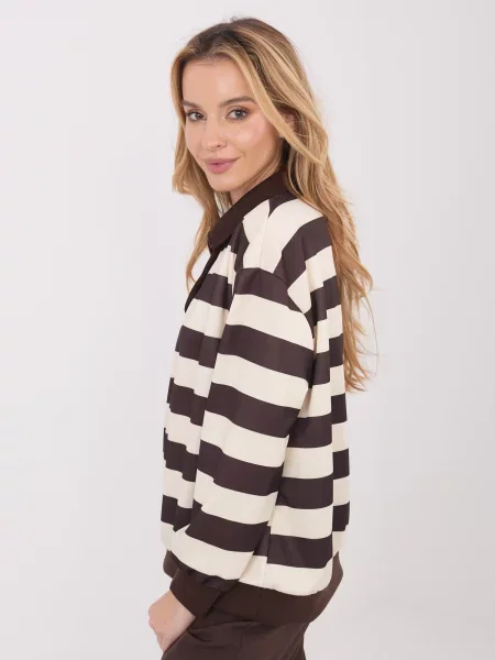 Bluză Italy Moda cu dungi cu mâneci scurte scurtă maro