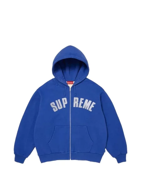 Суичър с качулка Supreme с автограф синьо