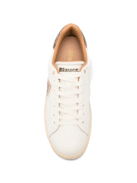 Sneakerși Blauer din piele cu imagine cu model zebră alb