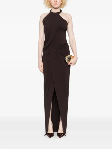 Rochie midi Amen până la genunchi de costum maro