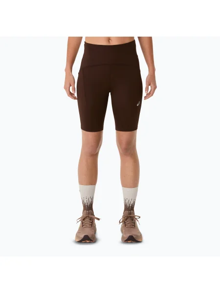 Femei ASICS Road High Waist Sprinter cafea alergare pantaloni scurți