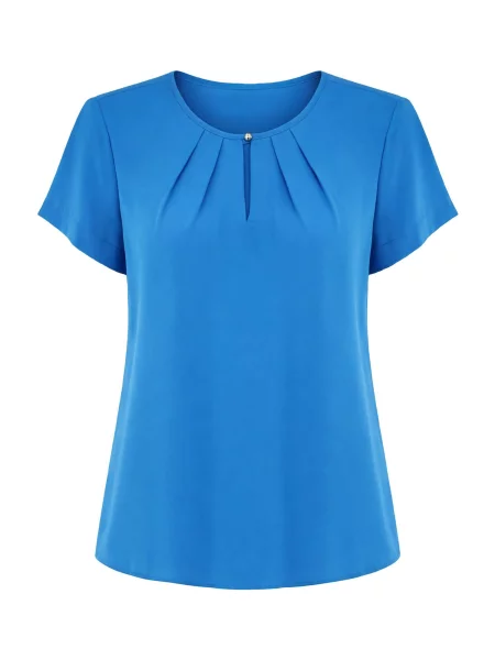 REGINA FASHION Blúzka Short Sleeve Blouse with Pleated Neckline kobaltovomodrá
