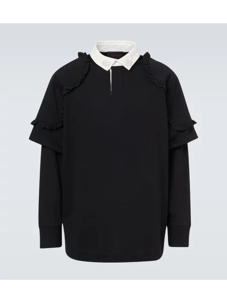 Polo Simone Rocha cu volane din jerseu negru