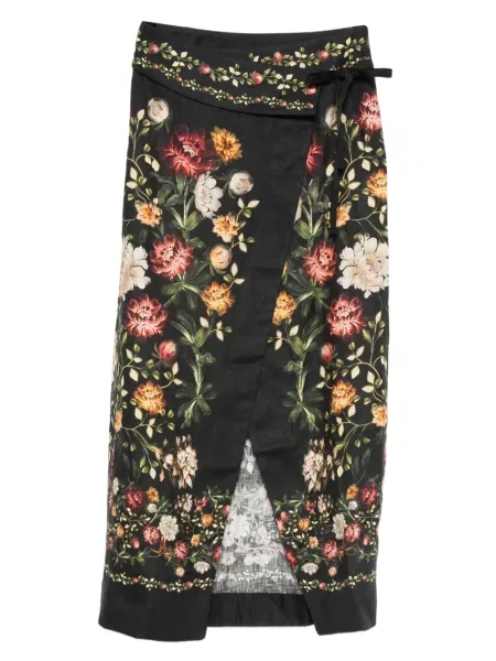 Midi-suknja Agua By Agua Bendita s cvjetnim printom iznad koljena crna