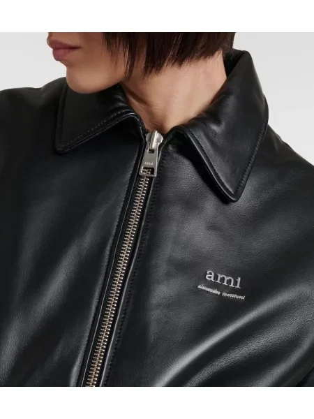 Kurtka skórzana Ami Paris czarna