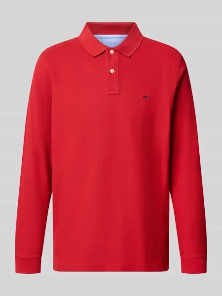 Koszulka polo z długim rękawem o kroju regular fit z wyhaftowanym logo Fynch-hatton czerwona