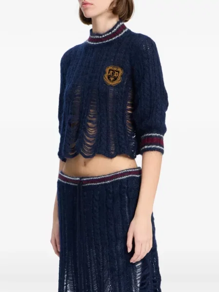 Pulover Ann Demeulemeester zdrențuiți albastru