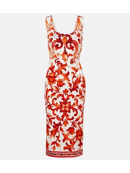 Rochie midi Dolce&gabbana de mătase portocaliu