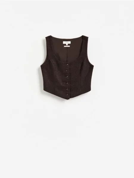 Reserved Vestă cu amestec de lână mahon
