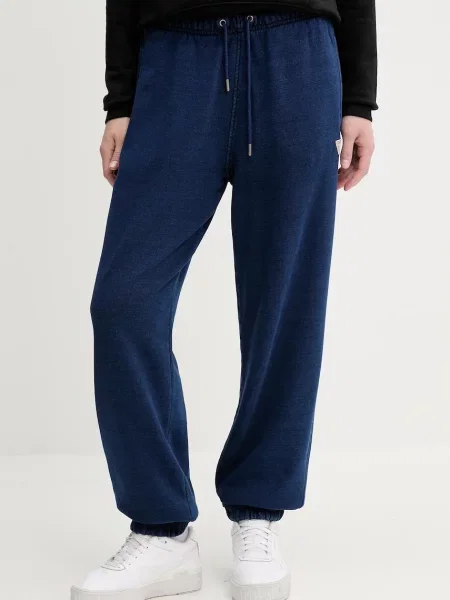 Guess Jeans spodnie dresowe granatowy gładkie