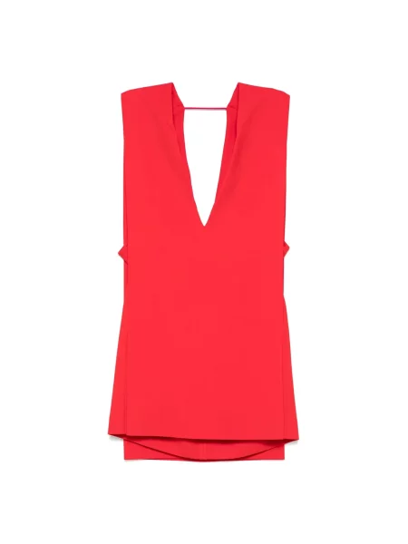 Sukienka bez rękawów Sportmax bez rękawów z głębokim dekoltem czerwona