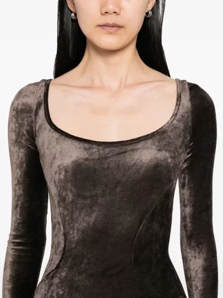 Rochie Rick Owens Lilies din velur maro
