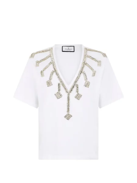 Tricou Philipp Plein cu decolteu în V alb