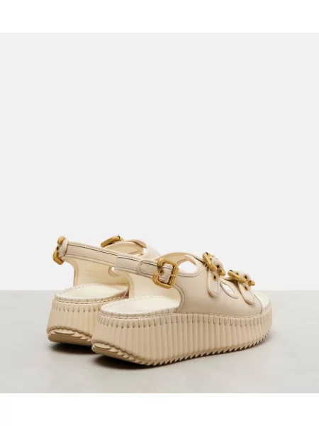 Sandale Chloé din piele cu platformă alb