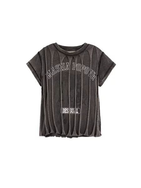 Desigual Tricou Masha Popova negru alb