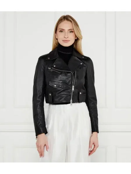 Marc Cain De piele geacă negru