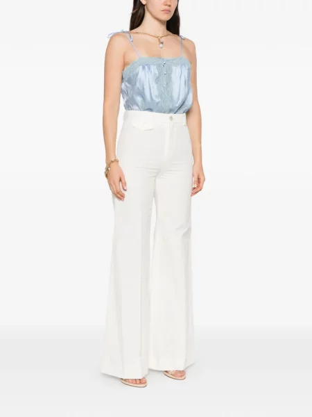 Pantaloni Chloé cu talie înaltă alb