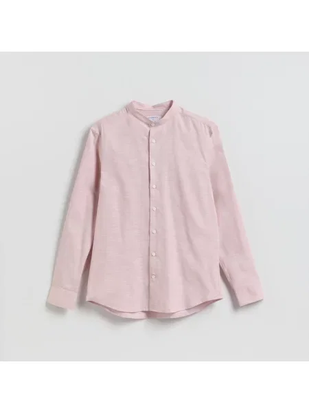 Reserved Košile slim fit s vysokým podílem bavlny pudrově růžová
