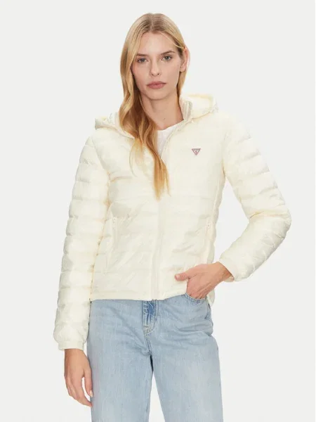 Guess Jeans Пухено яке Екрю бежово