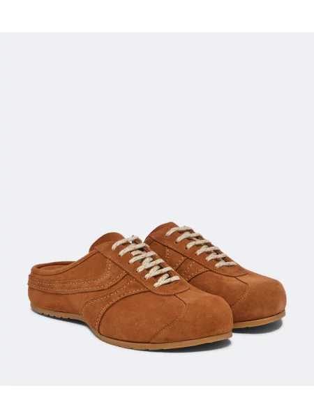 Papuci tip mules Dries Van Noten din piele de căprioară maro