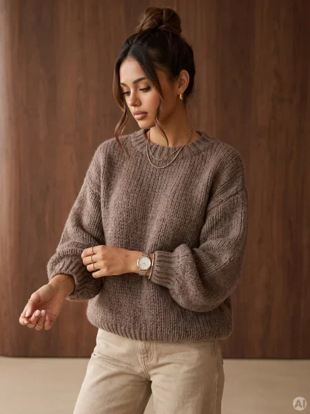 Sweter luźny z okrągłym dekoltem fango Dstreet
