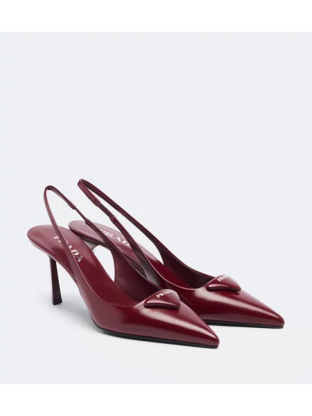 Pantofi cu toc Prada din piele slingback roșu