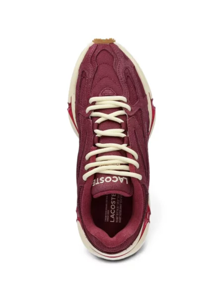 Sneakerși Lacoste din piele de căprioară roșu