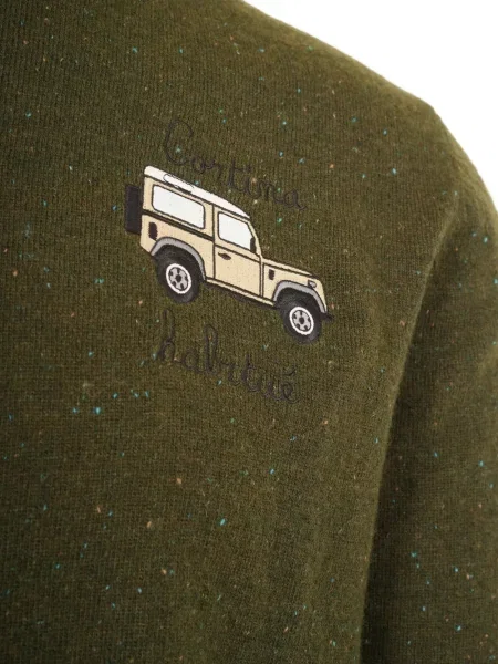 Pulover Mc2 Saint Barth cu broderie verde