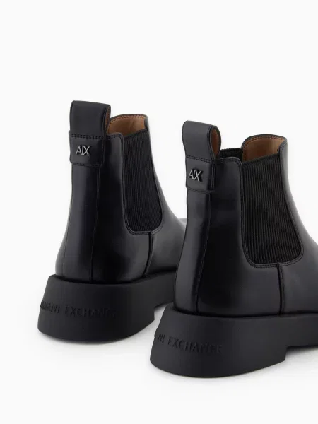 Черевики Armani Exchange шкіра з покриттям чорний