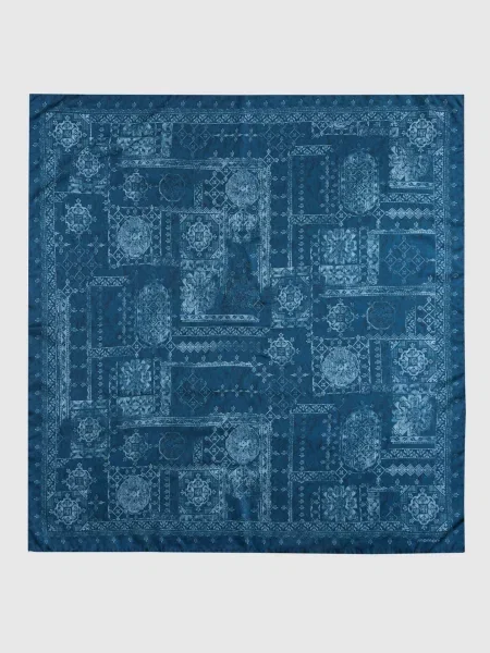 Хустка із шовку в принт Momoni синя