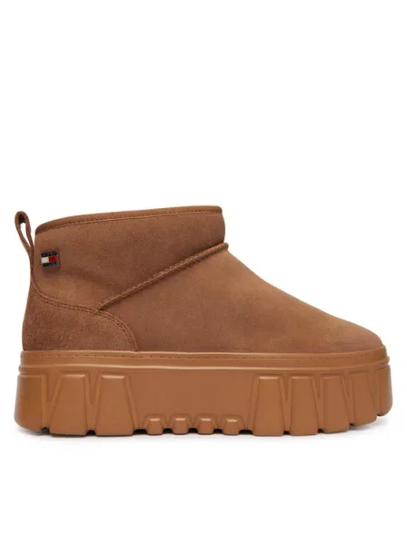 Tommy Jeans Hótaposó Tjw Suede Platform Boots Wl Világosbarna bézs