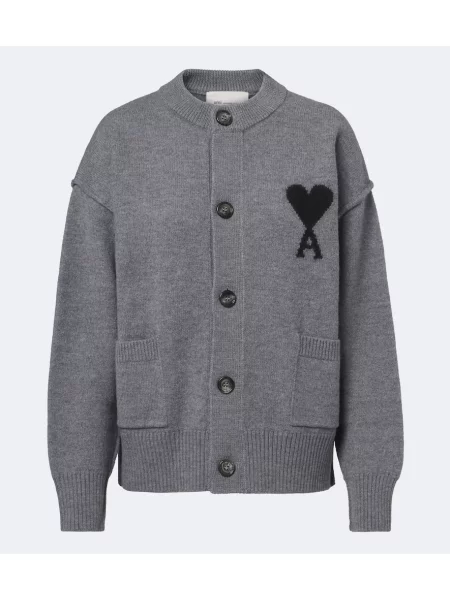 Cardigan Ami Paris de lână gri